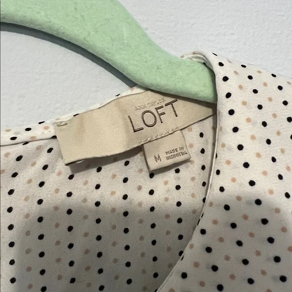 LOFT Cream and Black Polka Dot Blouse - Picture 2 of 6